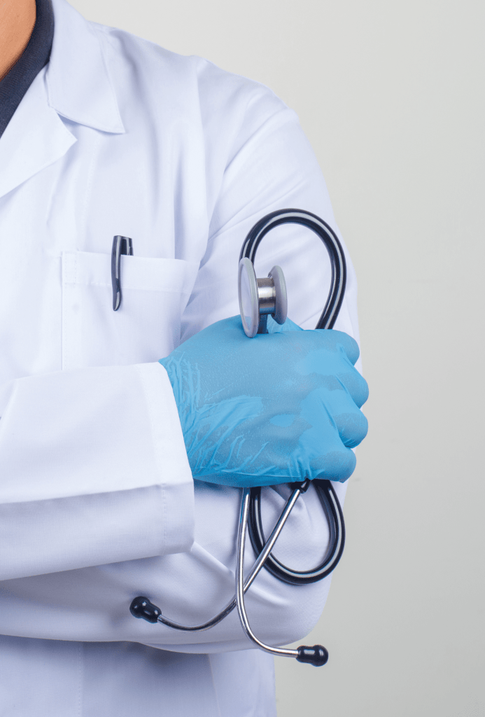 Doctor with stethoscope from a medical supplies provider in Malaysia.